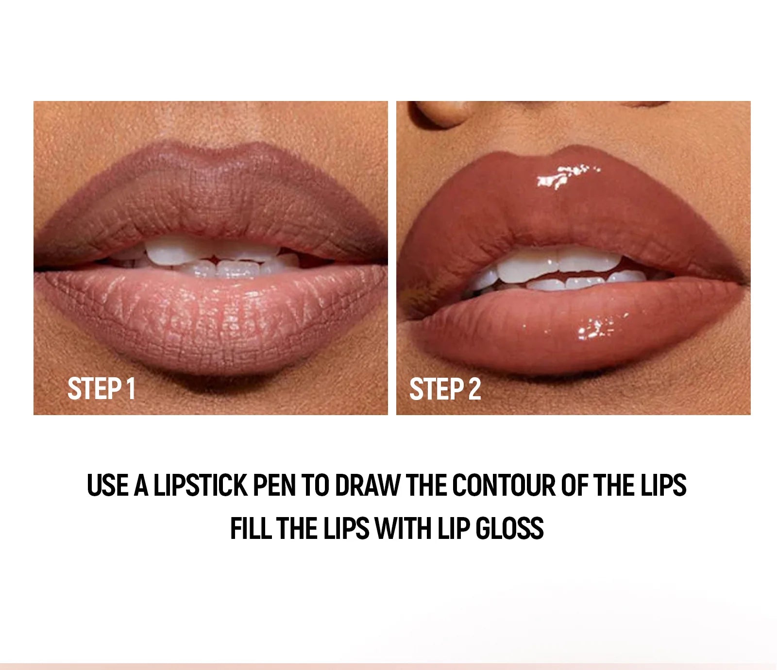 2 IN 1 Nude Brown Pink Mirror Lip Gloss Tapered Gradient Lipliner Contour Pencil Matte Lip Liner Waterproof Sexy Lipstick Makeup