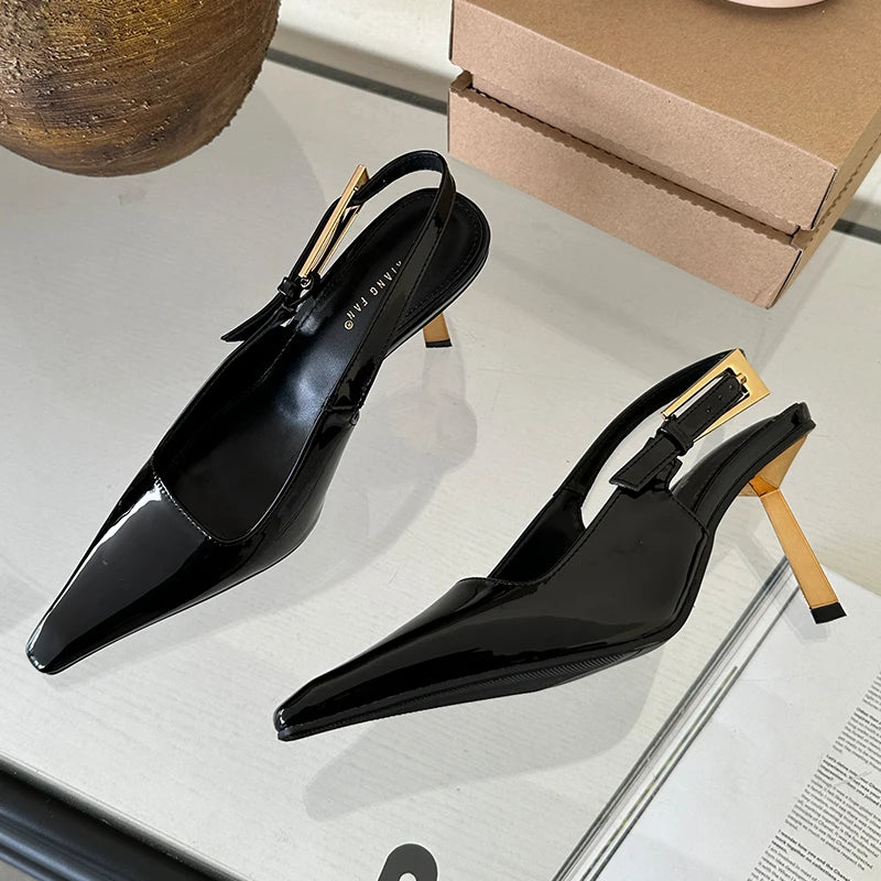 2025 Women Shoes Pumps Sandals Spring Fashion Pointed Toe Slingbacks Female Footwear Summer Ladies Shallow Shoes High Heels