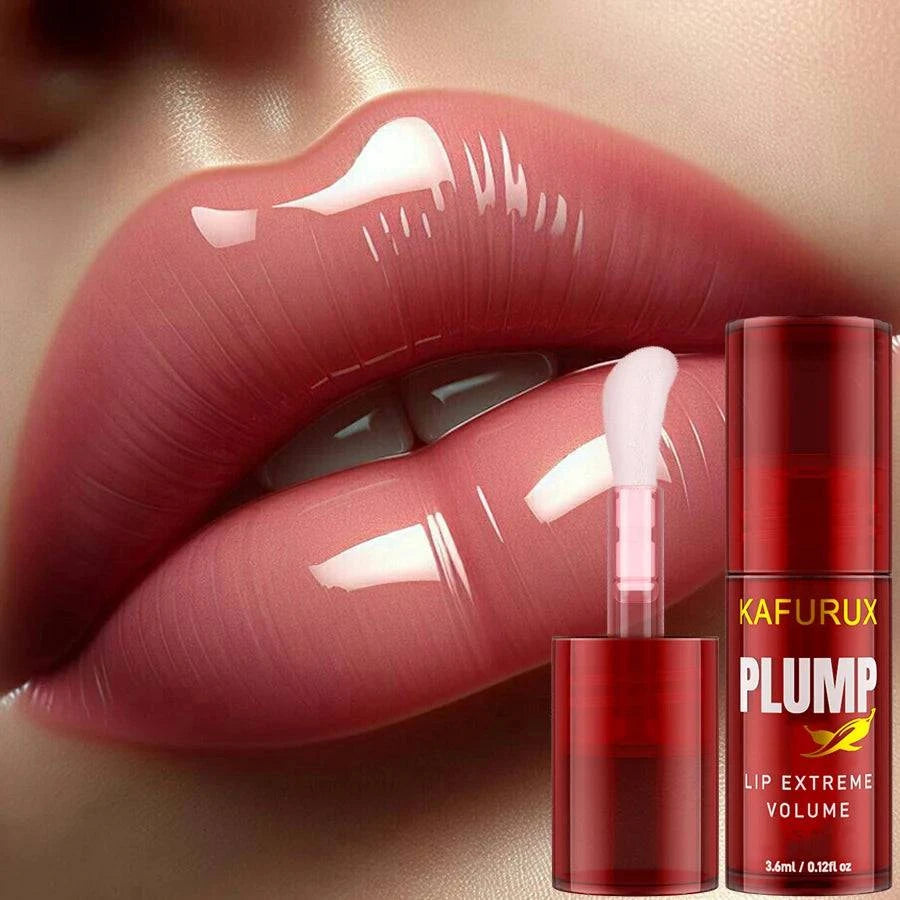 LYNHURD! lip plump oil in a clear tube, showcasing its glossy texture and applicator for moisturizing lips.