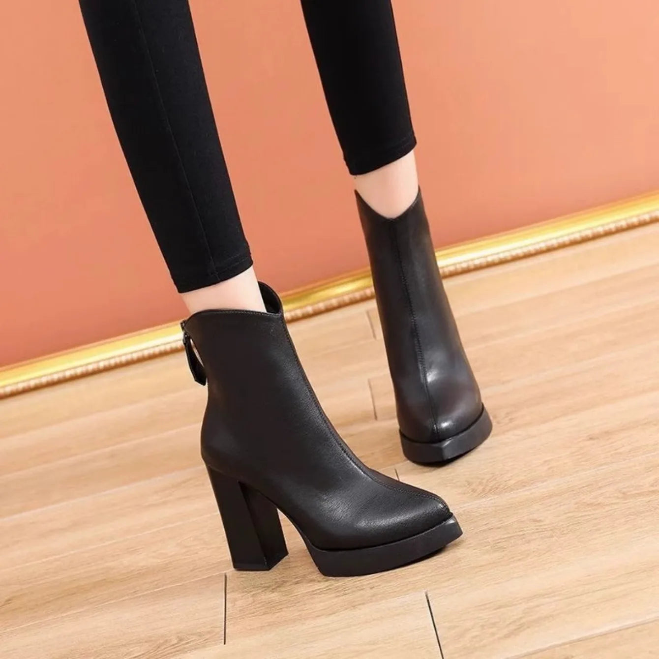 2025 New Women's Shoes Fashion Platform Boots Ladies High Quality Luxury Women Leather Boots Super High Heels Zapatos De Mujer