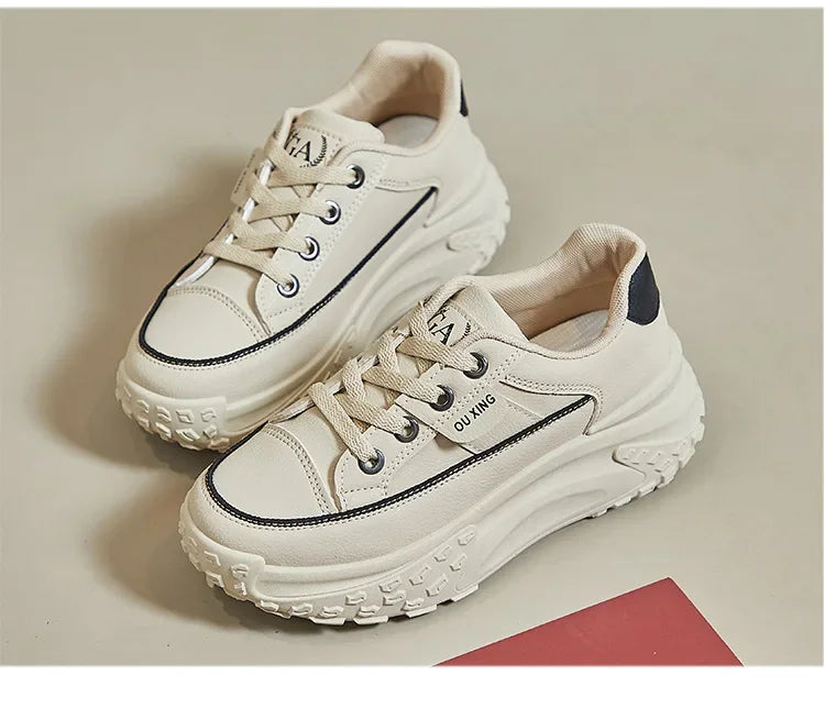 2024 New Model Shoes for Women Wear-resistant and Anti-slip Casual Sports Shoes Thick Sole Adds Height Vulcanized Casual Shoes