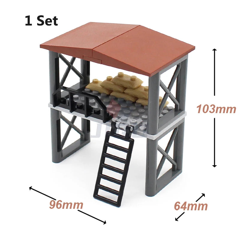 WW2 Military Base Soldiers Army Figures Weapon Accessories Building Block Guns Barbed Wire Sandbags PUBG Sence Series MOC Bricks