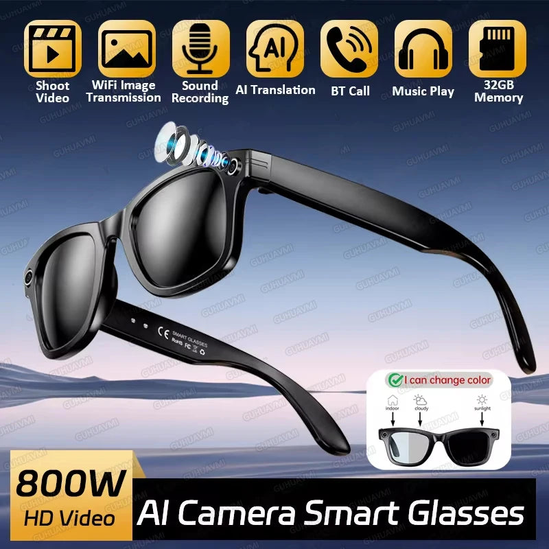 LYNHURD! 2025 smart glasses with camera, 32GB memory, Bluetooth call, anti-blue lenses for men and women.