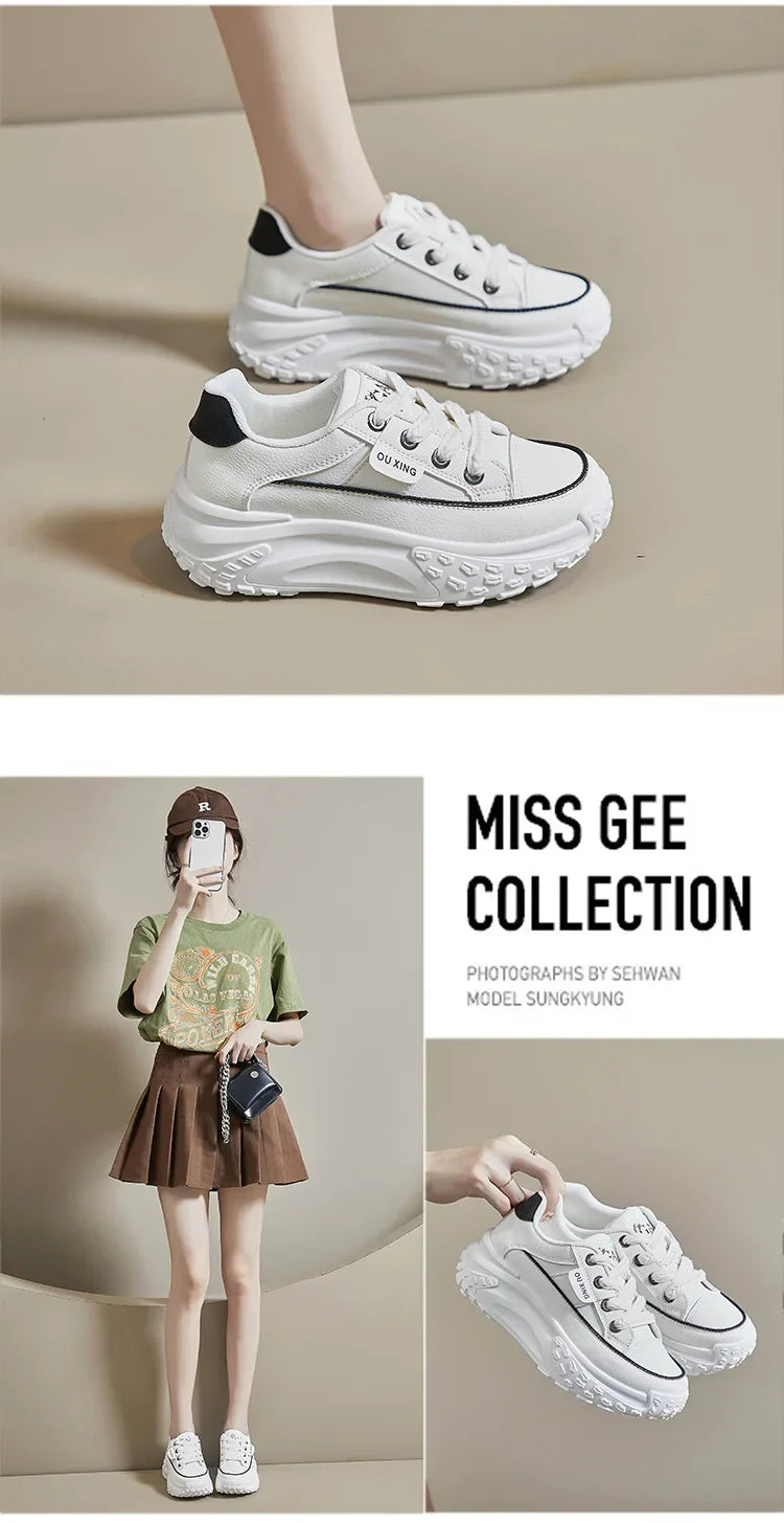 2024 New Model Shoes for Women Wear-resistant and Anti-slip Casual Sports Shoes Thick Sole Adds Height Vulcanized Casual Shoes