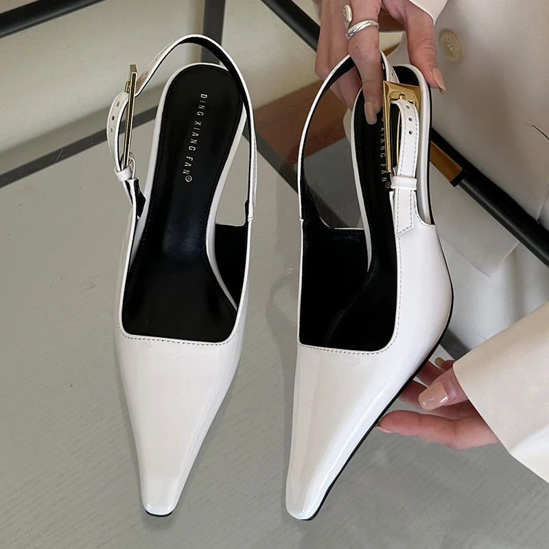 2025 Women Shoes Pumps Sandals Spring Fashion Pointed Toe Slingbacks Female Footwear Summer Ladies Shallow Shoes High Heels
