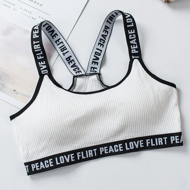 Women's Sports Bra Push Up Fitness Bra Yoga Bra Sport Underwear Running Gym Fitness Tops Black White Letters Seamless Underwear