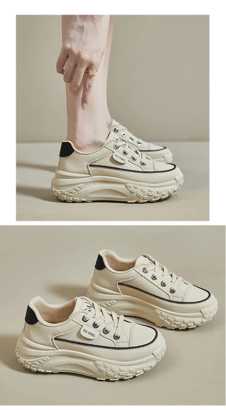 2024 New Model Shoes for Women Wear-resistant and Anti-slip Casual Sports Shoes Thick Sole Adds Height Vulcanized Casual Shoes