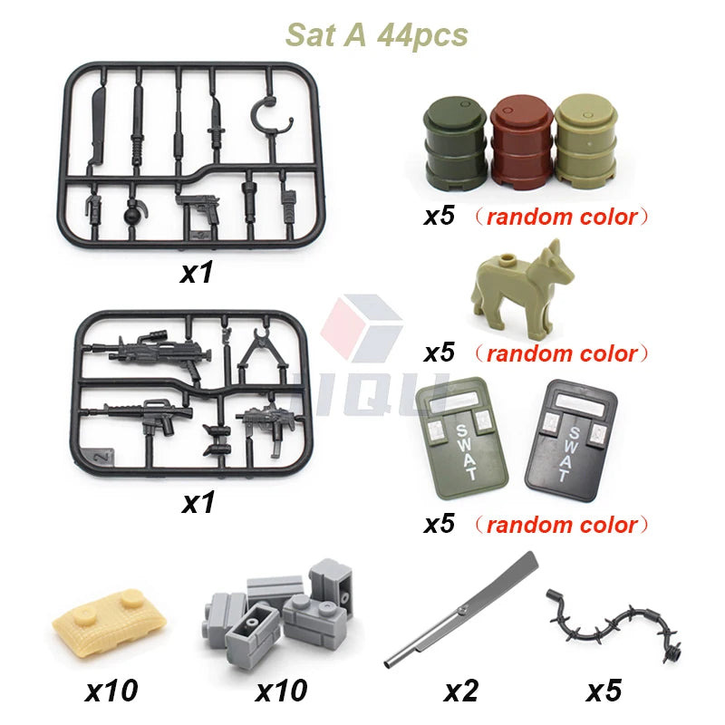 WW2 Military Base Soldiers Army Figures Weapon Accessories Building Block Guns Barbed Wire Sandbags PUBG Sence Series MOC Bricks
