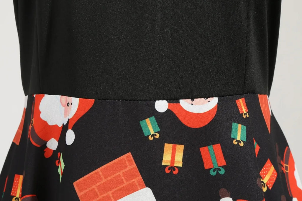 2025 New Vintage Women Long Sleeve Winter Dresses Retro Sexy Black Music Note Print V-neck Rockabilly Pin Up Party Dress Vestido