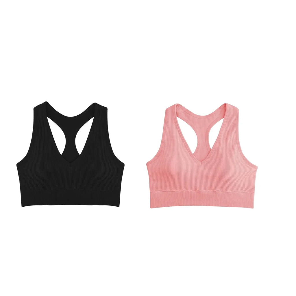 2Pcs/Set Seamless Bras For Women Sports Padded Seamless Underwear Y-Shaped Back Wireless Bra Breathable Lingerie