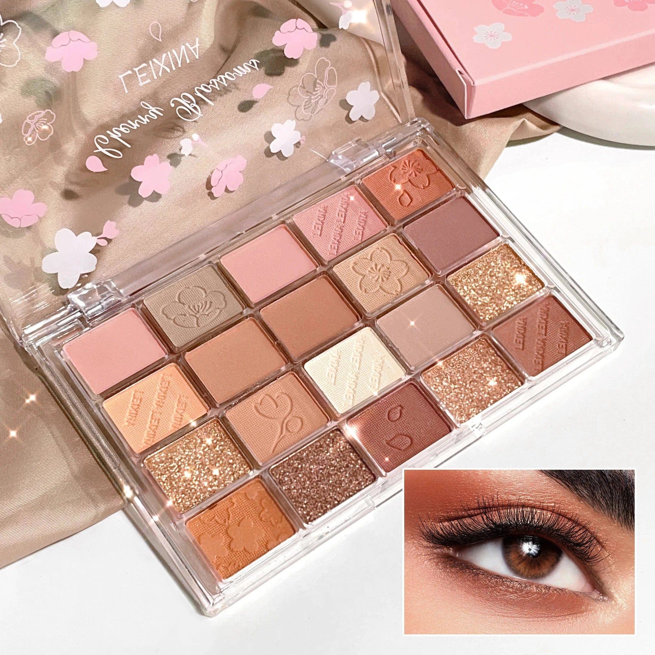 20-color eyeshadow palette by LYNHURD! featuring glitter, shimmer, and matte finishes in vibrant hues.