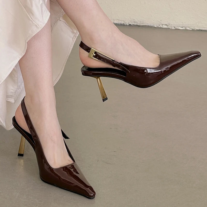 2025 Women Shoes Pumps Sandals Spring Fashion Pointed Toe Slingbacks Female Footwear Summer Ladies Shallow Shoes High Heels