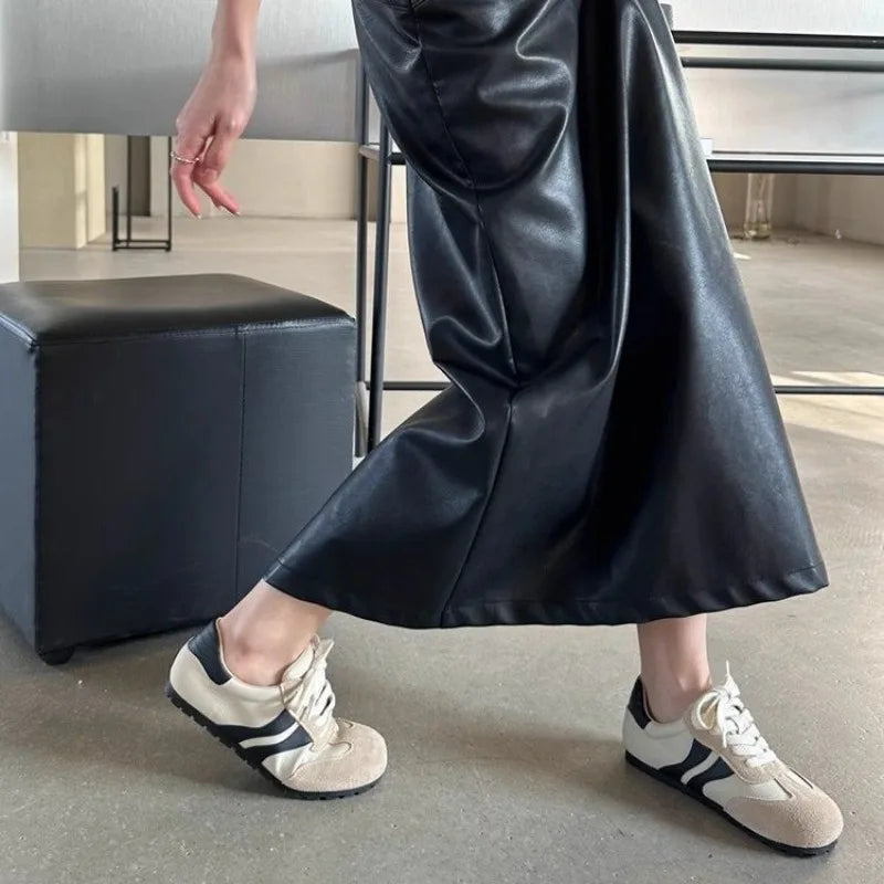 Women's Single Shoes Spring New Frosted Matching Color Laceup Sports Shoes Casual Comfortable Non-slip Wear-resistant Flat Shoes