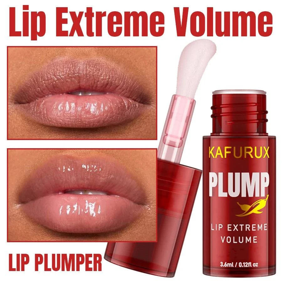 LYNHURD lip plump oil serum in a clear applicator, showcasing a glossy formula for moisturizing and volumizing lips.