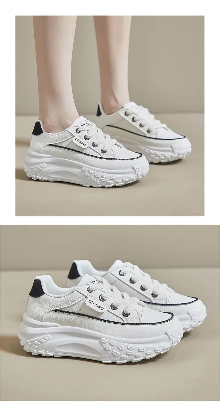2024 New Model Shoes for Women Wear-resistant and Anti-slip Casual Sports Shoes Thick Sole Adds Height Vulcanized Casual Shoes