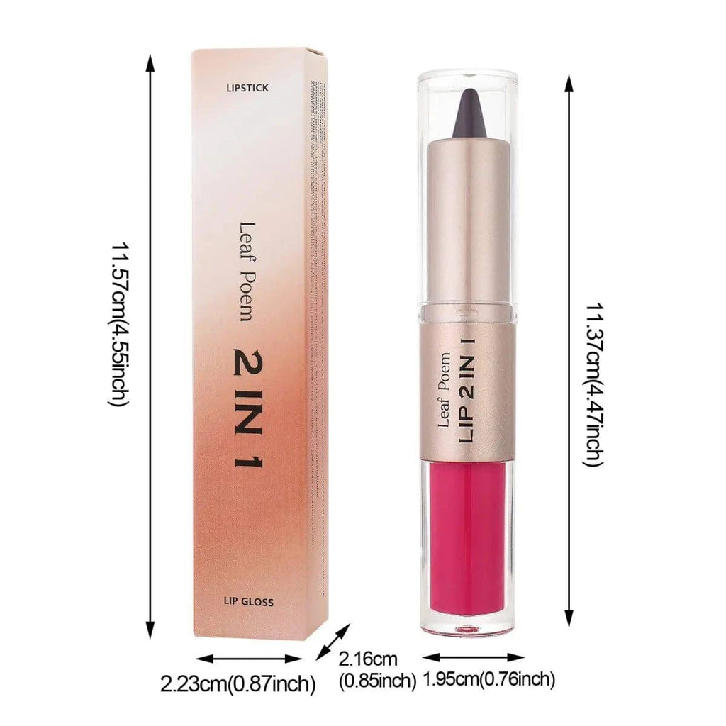 LYNHURD! 2IN1 tapered gradient lipliner pen with nude brown lip gloss and matte finish for waterproof lip contour.