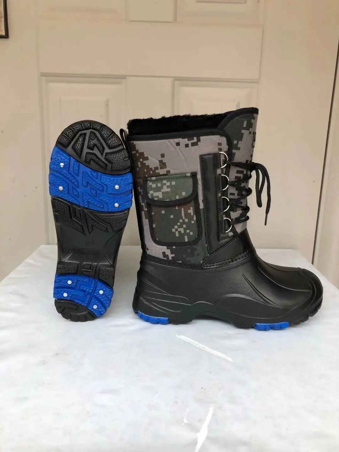 2025 autumn and winter warm men's fashionable snow boots for fishing and skiing, waterproof, simple and casual mid top shoes for