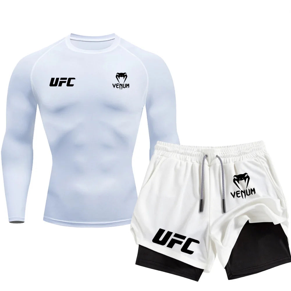 2025 Breathable Pants UFC Long Sleeve Double Layer Sports Pants Outdoor Running Sports Pants Fitness Training Shirt