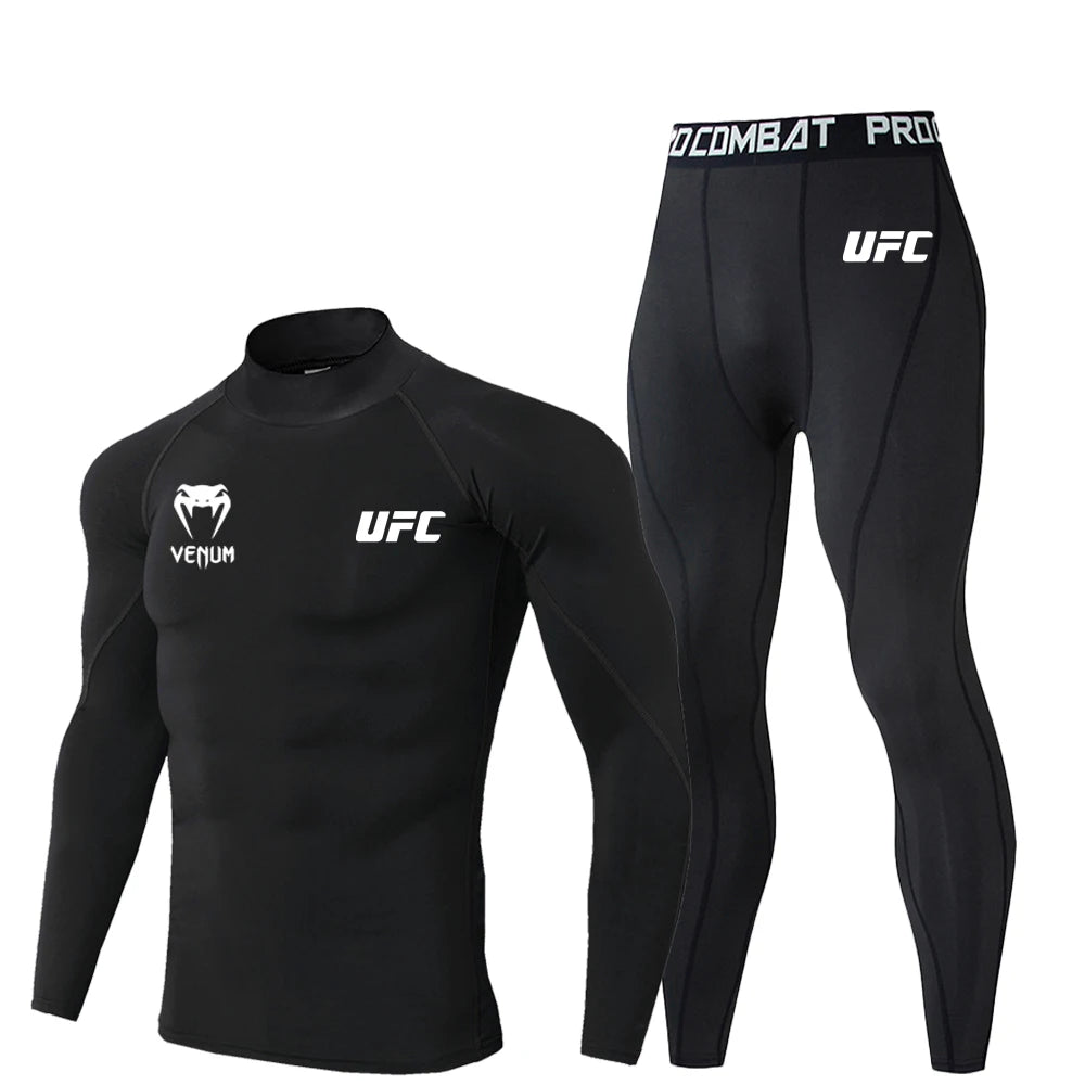 2025UFC Long Sleeved+long Pants Sports Pants Sun Protection Clothing Men's Cutdoor Running Fitness Training T-shirt Pants