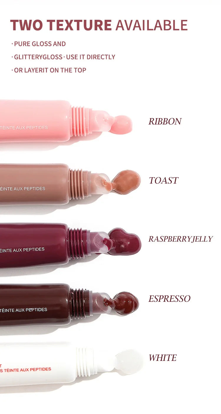 1pcs Soft Tube Mirror Lip Gloss Lip Oil Nude Brown Plumping Lip Gloss Moisturising Transparent Lipgloss Beauty Cosmetics Makeup