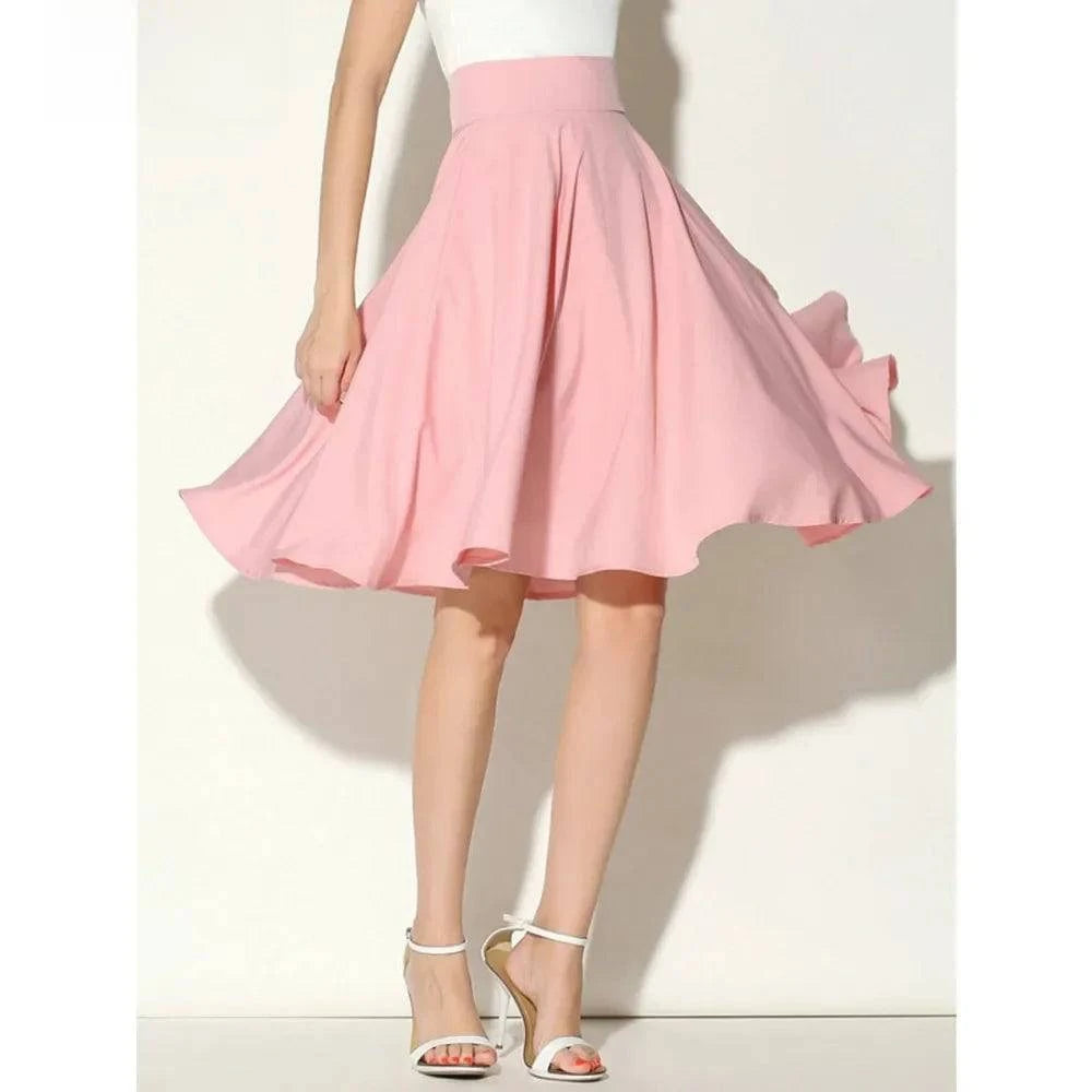 2018 LYNHURD! high-waisted vintage casual mid-length skirt in bohemian style with a flowing design for women.