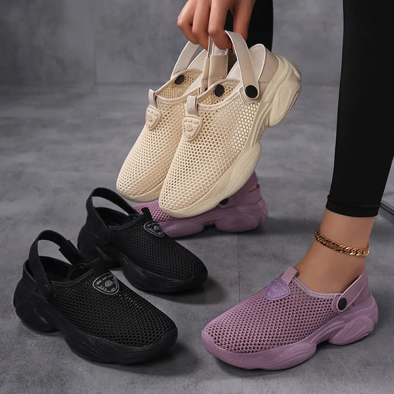 Women's Sports Shoes 2025 Summer  Non Slip Platform Casual Sandals Lightweight Comfortable Height Increase Breathable Slippers