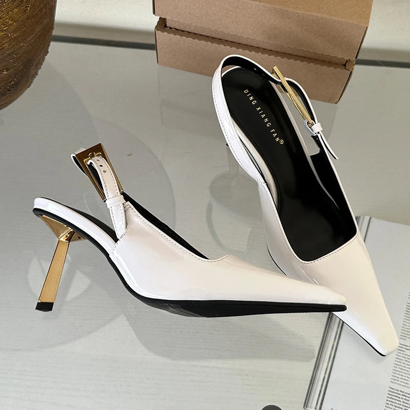 2025 Women Shoes Pumps Sandals Spring Fashion Pointed Toe Slingbacks Female Footwear Summer Ladies Shallow Shoes High Heels