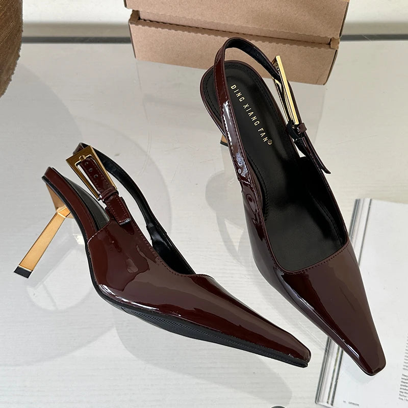 2025 Women Shoes Pumps Sandals Spring Fashion Pointed Toe Slingbacks Female Footwear Summer Ladies Shallow Shoes High Heels