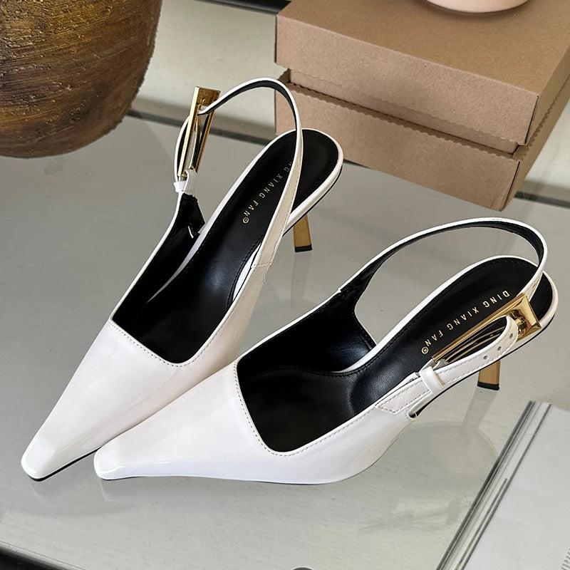 2025 Women Shoes Pumps Sandals Spring Fashion Pointed Toe Slingbacks Female Footwear Summer Ladies Shallow Shoes High Heels