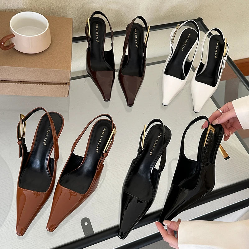 2025 Women Shoes Pumps Sandals Spring Fashion Pointed Toe Slingbacks Female Footwear Summer Ladies Shallow Shoes High Heels