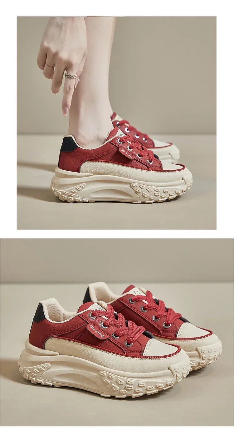 2024 New Model Shoes for Women Wear-resistant and Anti-slip Casual Sports Shoes Thick Sole Adds Height Vulcanized Casual Shoes