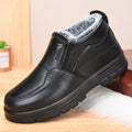 2025 Winter New Leather Boots Waterproof Anti Slip Snow Boots Men's Cotton Shoes Warmth Thickened Cotton Short Boots
