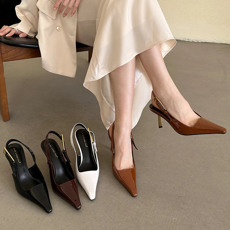 2025 Women Shoes Pumps Sandals Spring Fashion Pointed Toe Slingbacks Female Footwear Summer Ladies Shallow Shoes High Heels