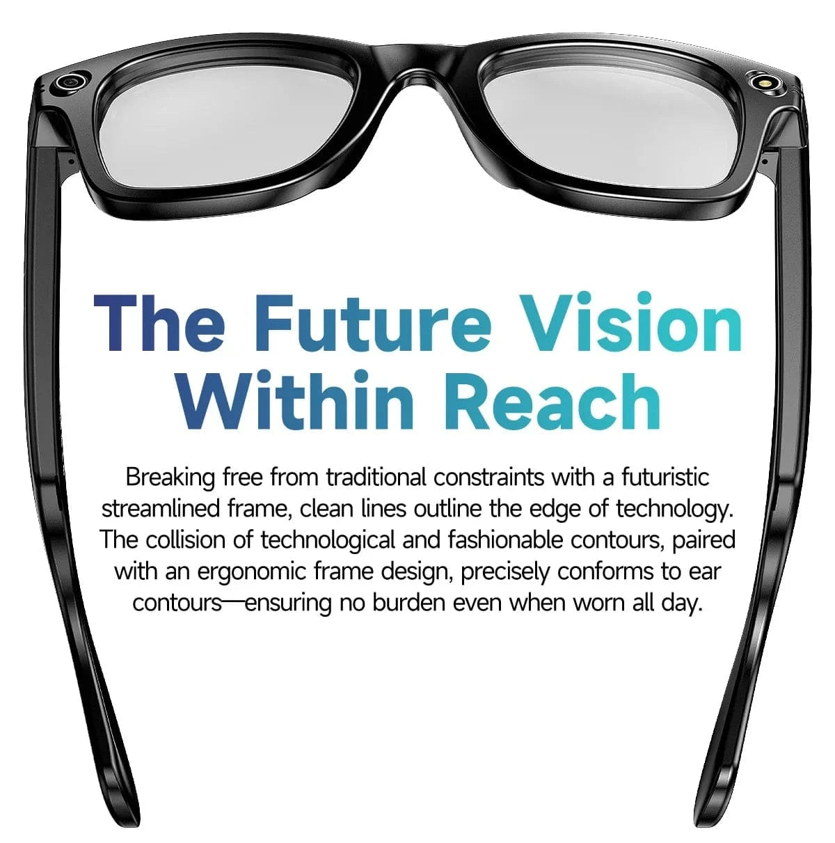 LYNHURD smart glasses with Bluetooth, camera, and AI features for video recording and language translation.