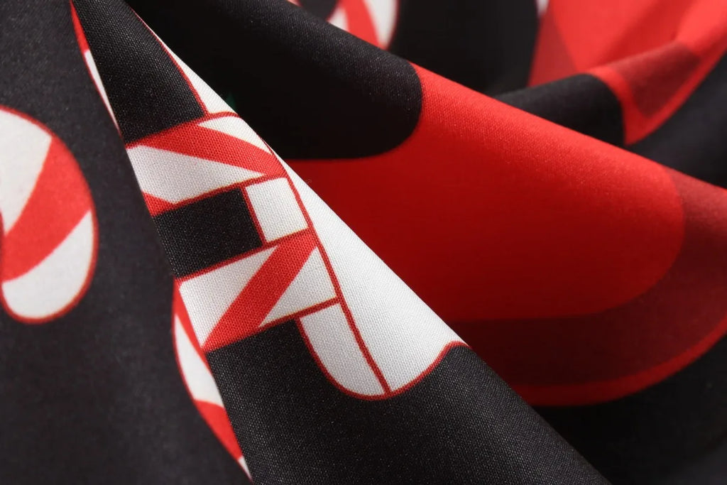 2025 New Vintage Women Long Sleeve Winter Dresses Retro Sexy Black Music Note Print V-neck Rockabilly Pin Up Party Dress Vestido