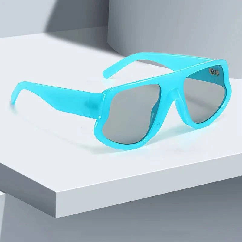 Black square vintage rectangle sunglasses for women by LYNHURD with a small frame design.