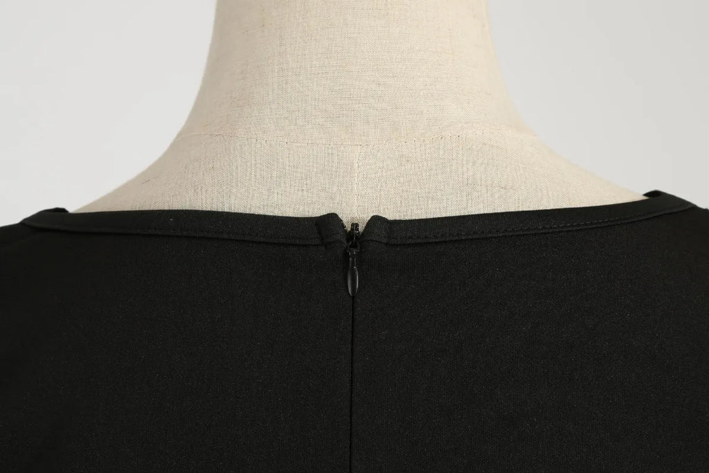 2025 New Vintage Women Long Sleeve Winter Dresses Retro Sexy Black Music Note Print V-neck Rockabilly Pin Up Party Dress Vestido