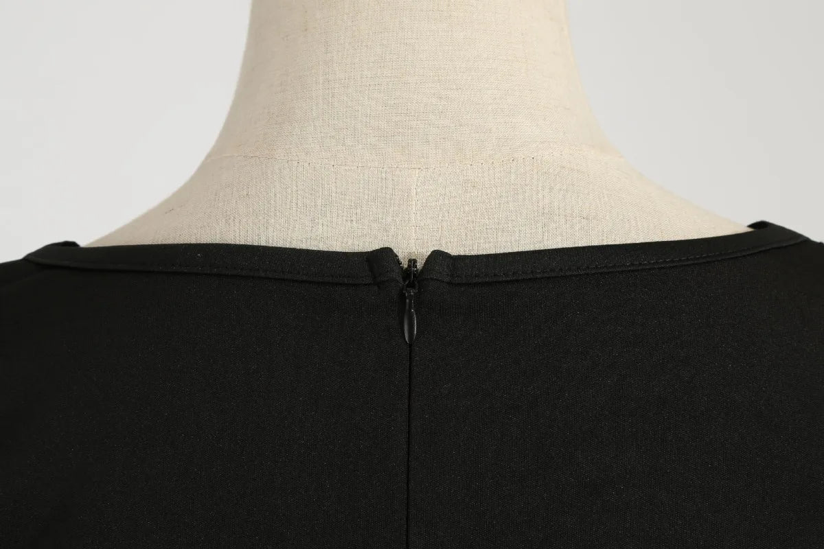 2025 New Vintage Women Long Sleeve Winter Dresses Retro Sexy Black Music Note Print V-neck Rockabilly Pin Up Party Dress Vestido