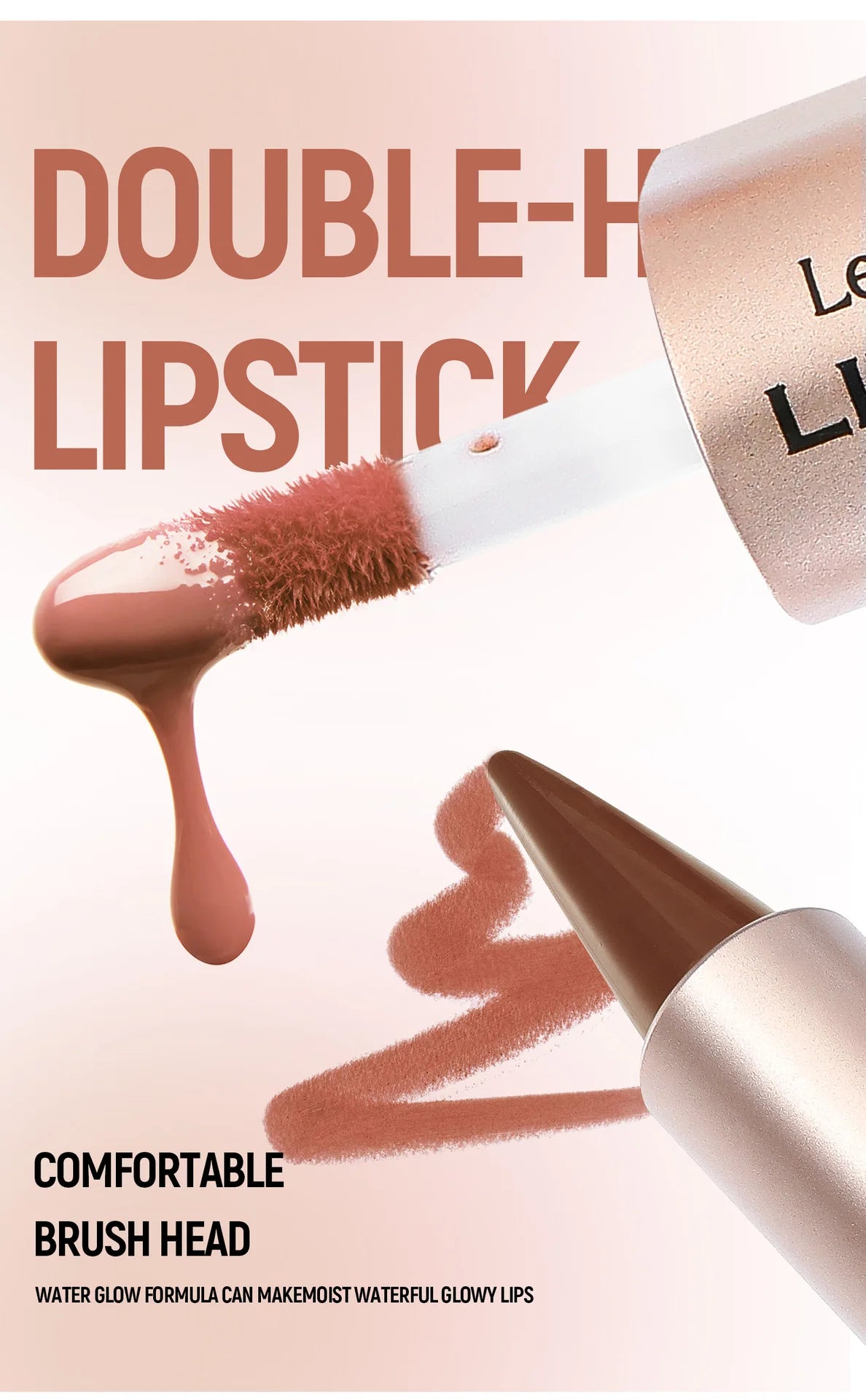 2 IN 1 Nude Brown Pink Mirror Lip Gloss Tapered Gradient Lipliner Contour Pencil Matte Lip Liner Waterproof Sexy Lipstick Makeup