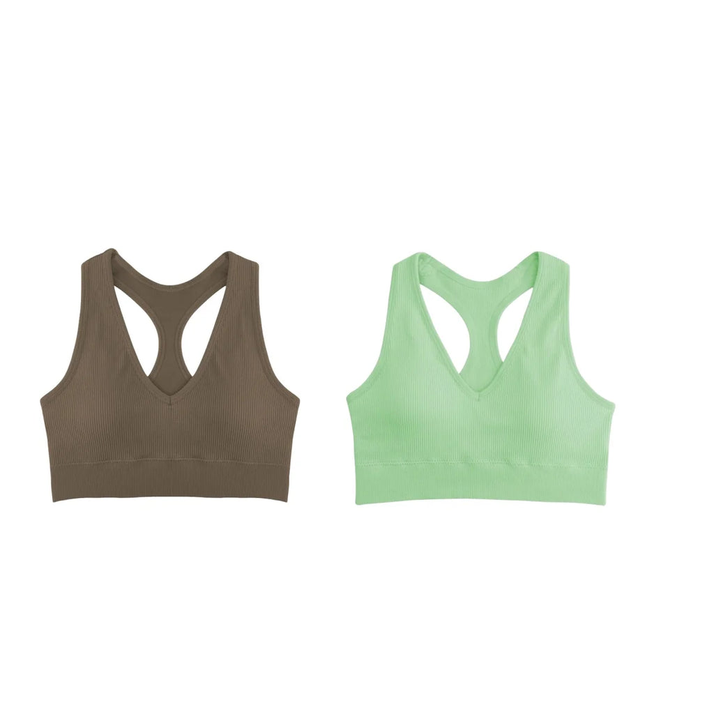 2Pcs/Set Seamless Bras For Women Sports Padded Seamless Underwear Y-Shaped Back Wireless Bra Breathable Lingerie