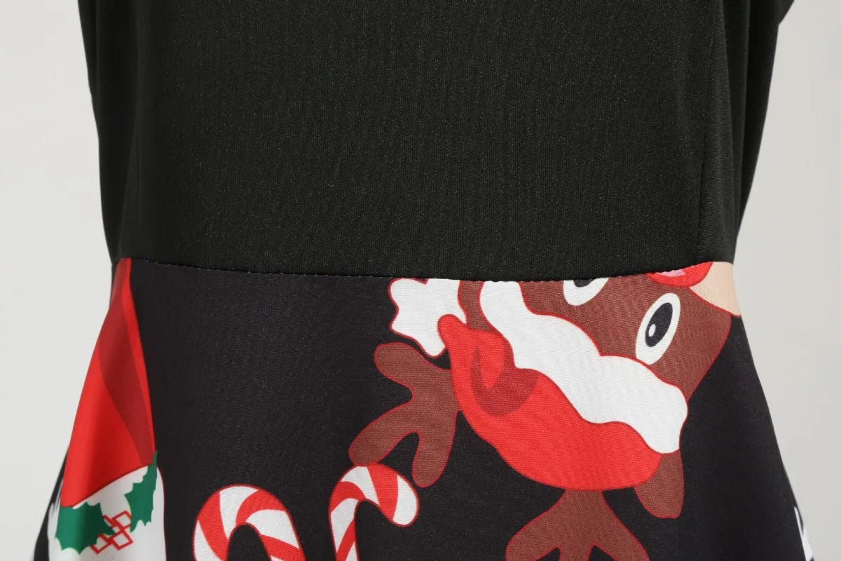 2025 New Vintage Women Long Sleeve Winter Dresses Retro Sexy Black Music Note Print V-neck Rockabilly Pin Up Party Dress Vestido