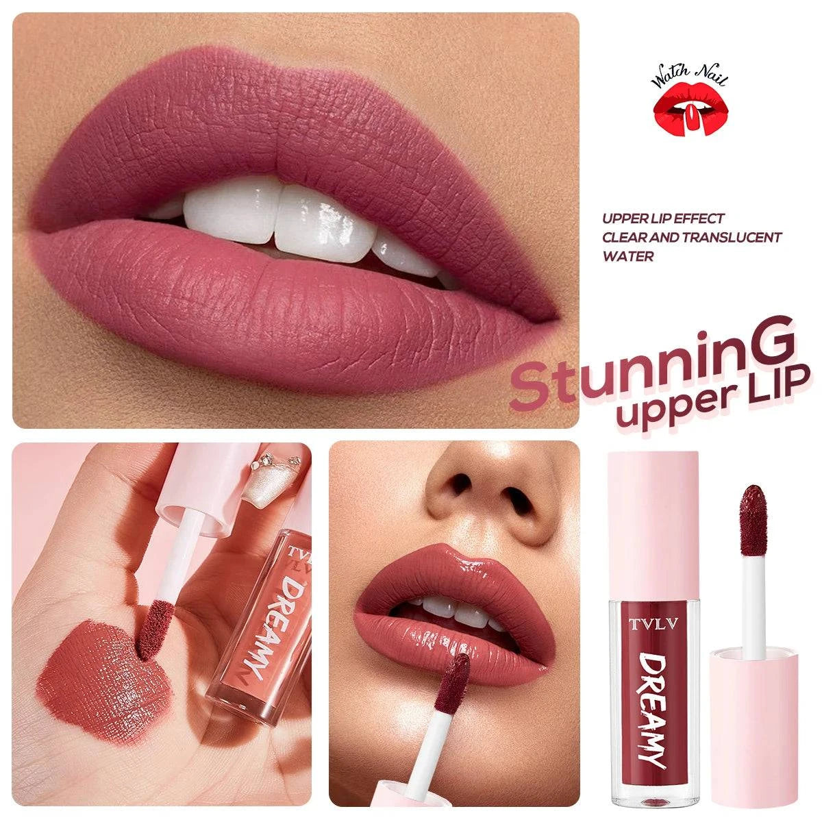 10-piece set of LYNHURD! velvet lip gloss lipsticks in various shades, showcasing waterproof and moisturizing formula.