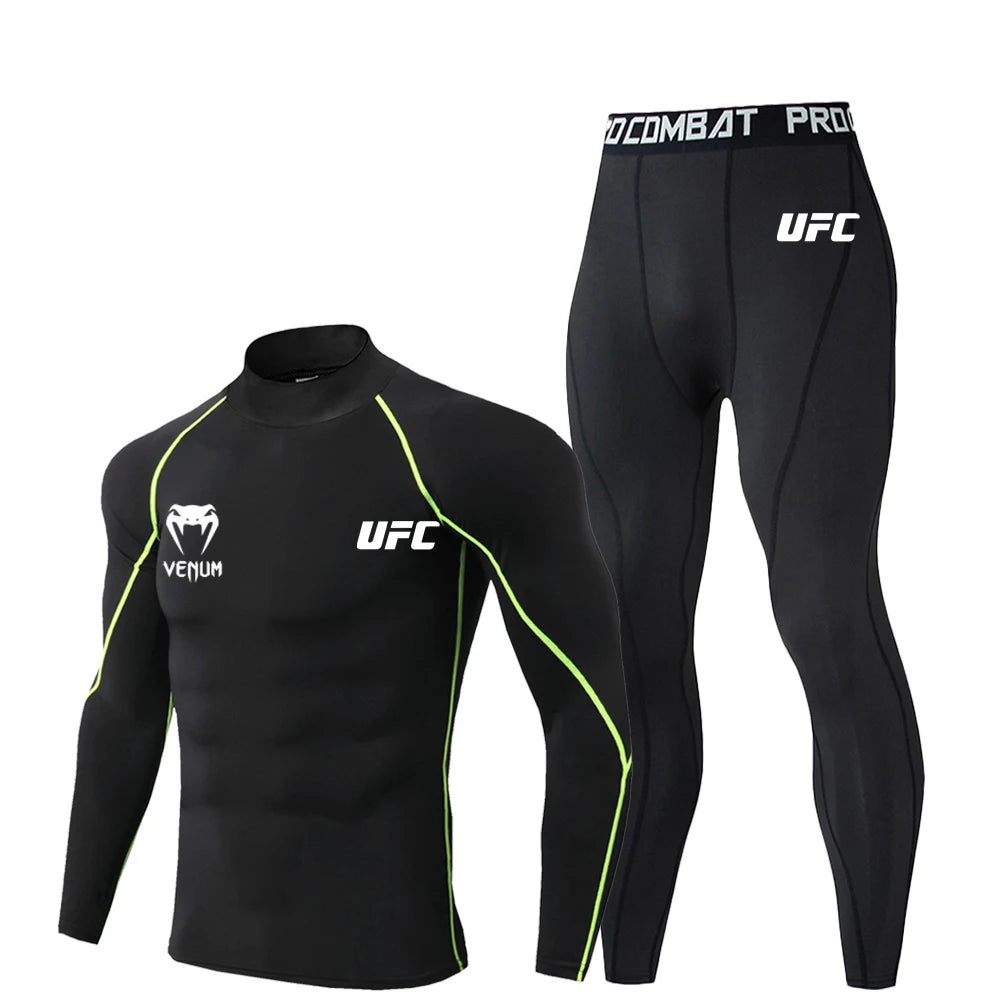 2025UFC Long Sleeved+long Pants Sports Pants Sun Protection Clothing Men's Cutdoor Running Fitness Training T-shirt Pants