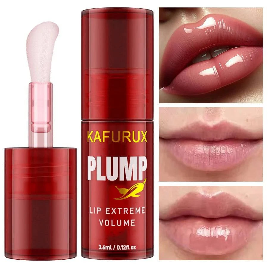LYNHURD! lip plump oil in a clear tube, showcasing a glossy serum for moisturizing and volumizing lips.