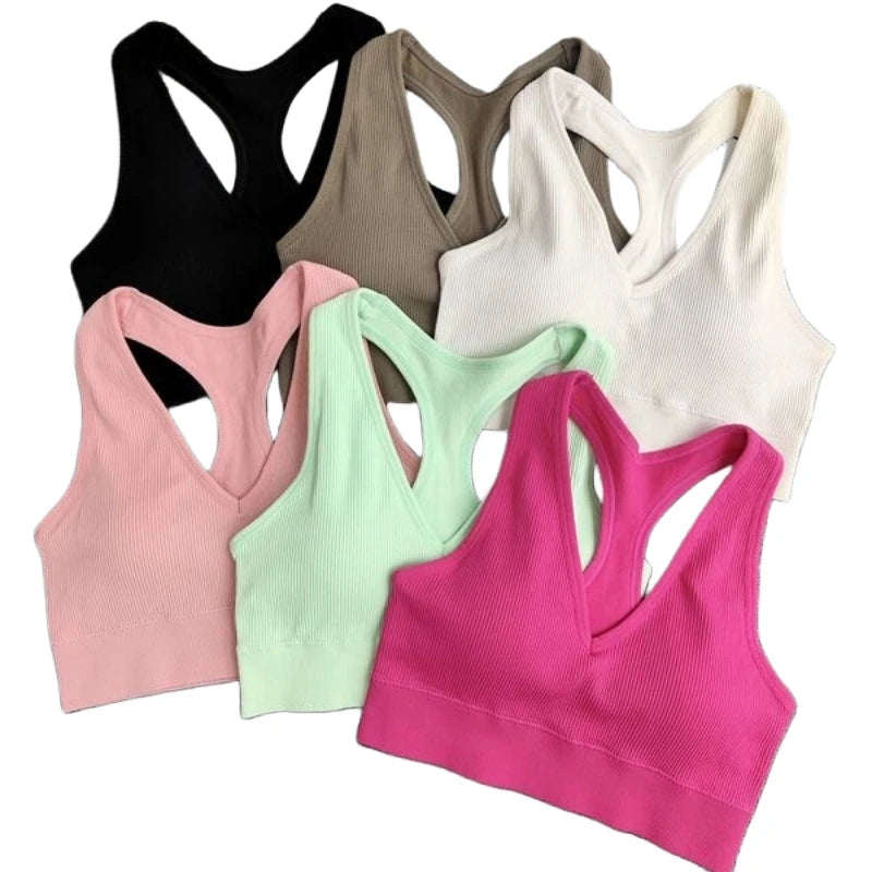 2Pcs/Set Seamless Bras For Women Sports Padded Seamless Underwear Y-Shaped Back Wireless Bra Breathable Lingerie