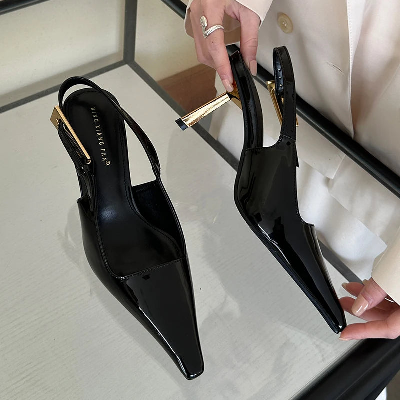 2025 Women Shoes Pumps Sandals Spring Fashion Pointed Toe Slingbacks Female Footwear Summer Ladies Shallow Shoes High Heels