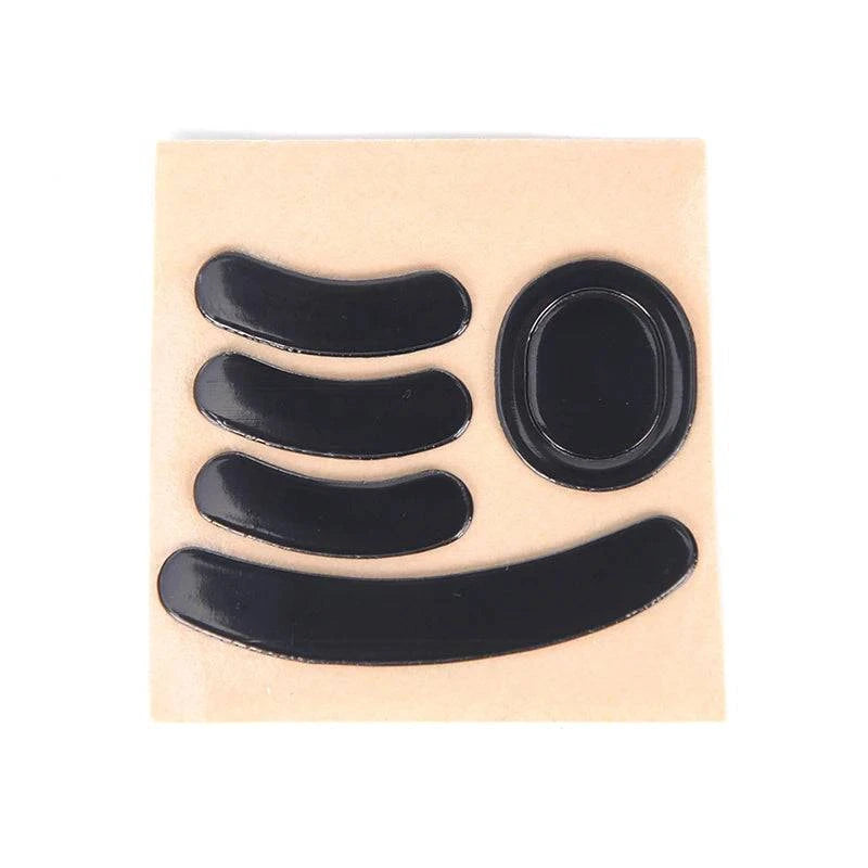 White mouse skates for G304 G305 mouse by LYNHURD, showcasing curved edges and smooth glide surface.