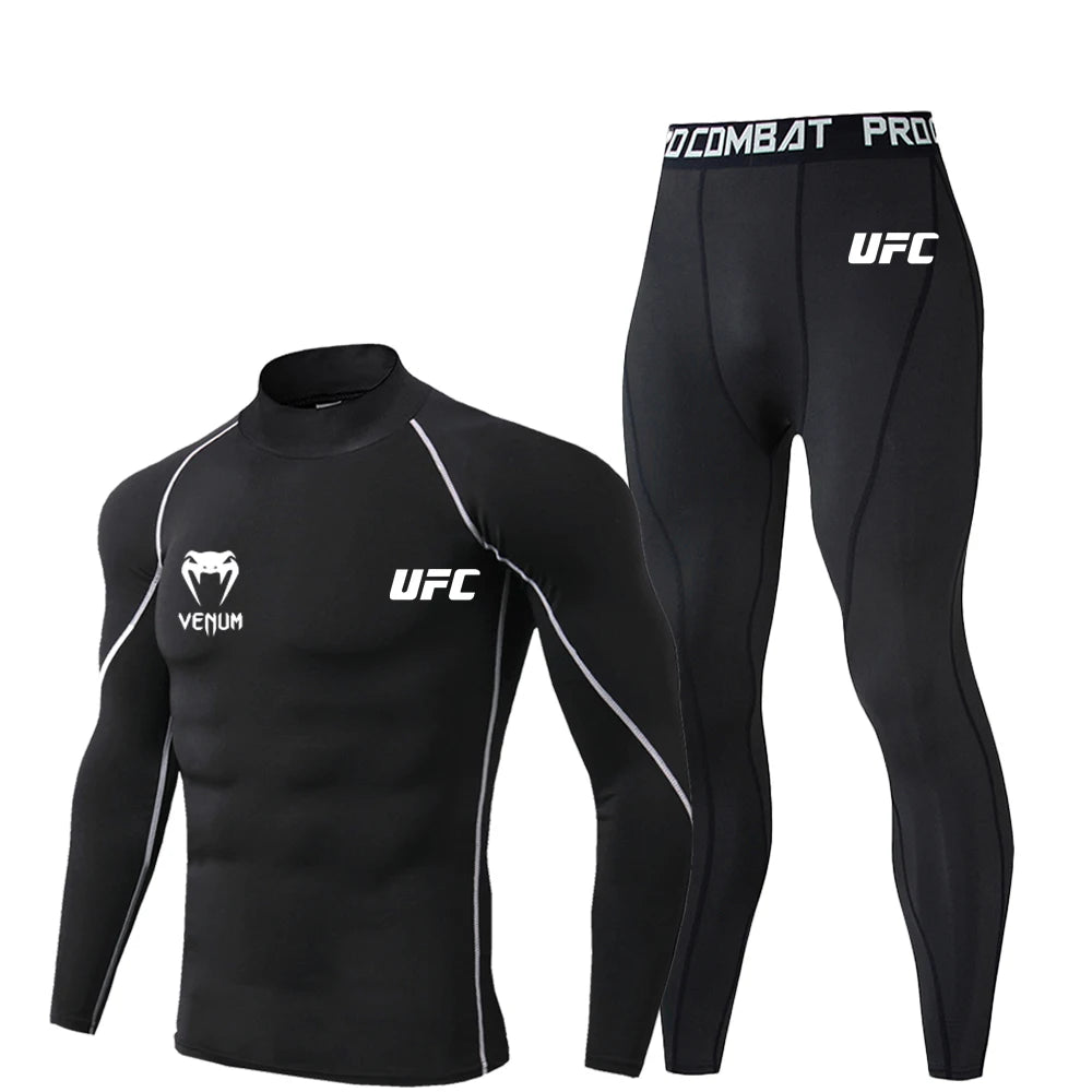 2025UFC Long Sleeved+long Pants Sports Pants Sun Protection Clothing Men's Cutdoor Running Fitness Training T-shirt Pants