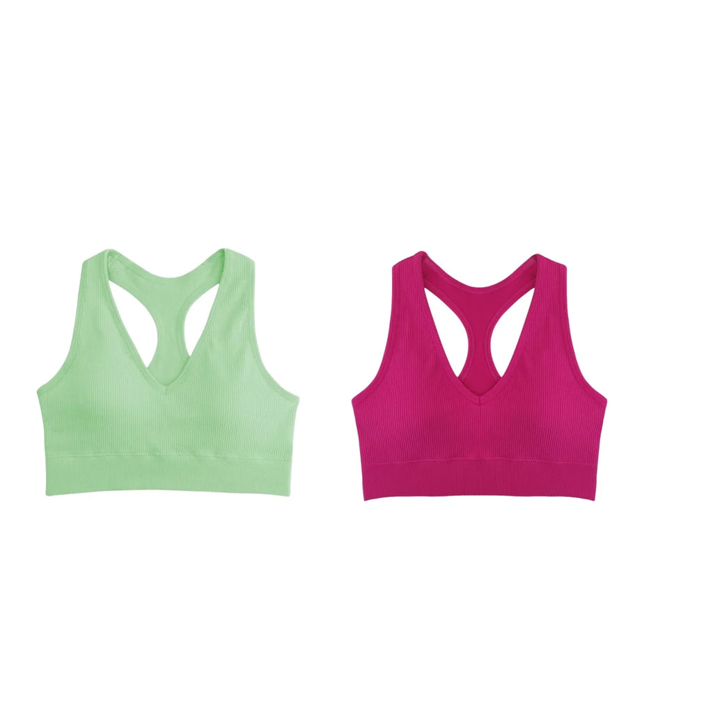 2Pcs/Set Seamless Bras For Women Sports Padded Seamless Underwear Y-Shaped Back Wireless Bra Breathable Lingerie