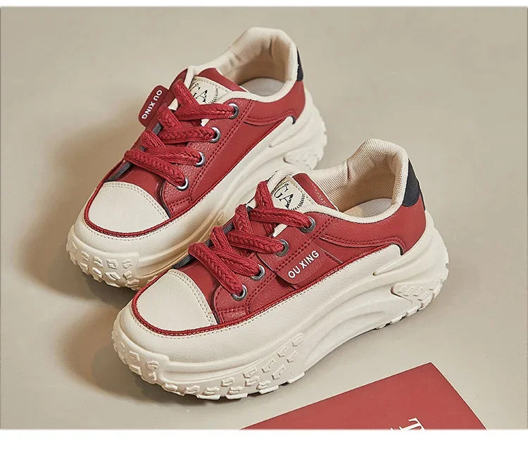 2024 New Model Shoes for Women Wear-resistant and Anti-slip Casual Sports Shoes Thick Sole Adds Height Vulcanized Casual Shoes